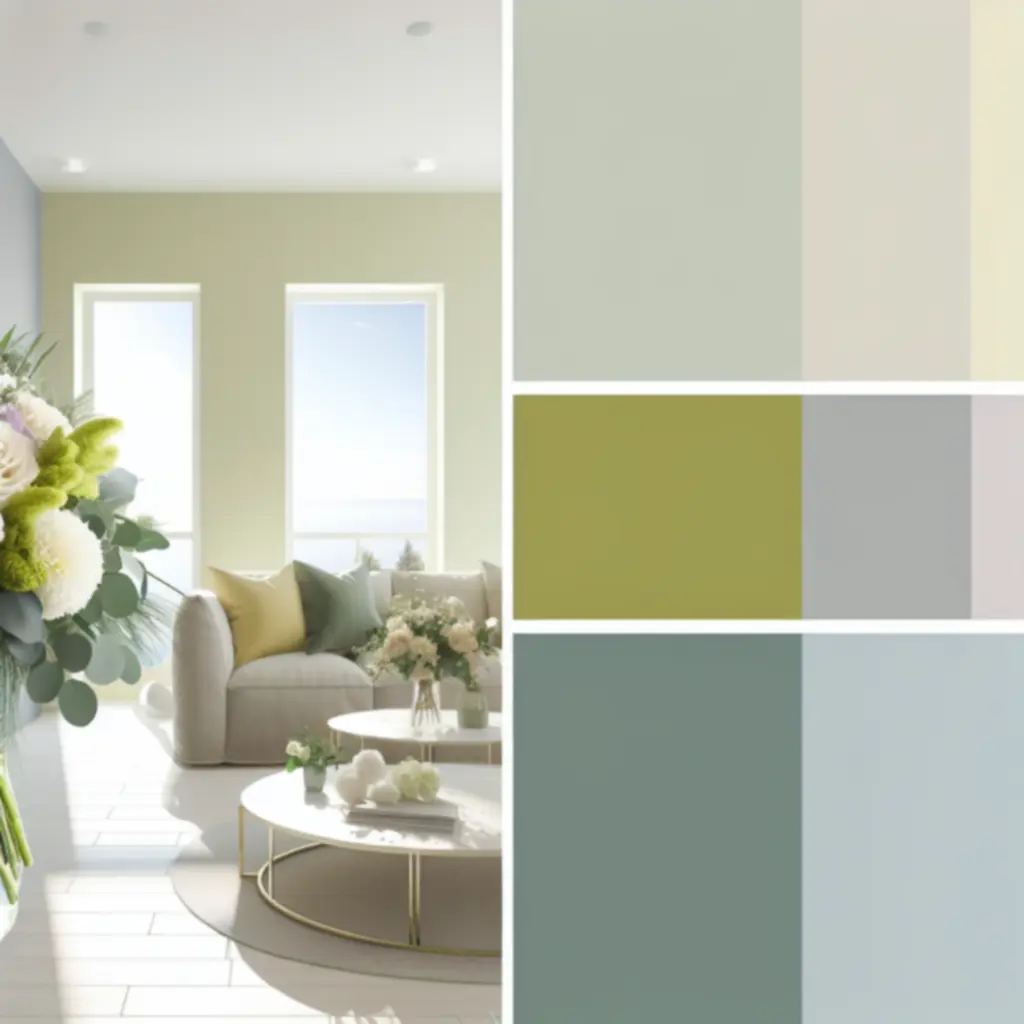 Elegáns, pasztell színekből álló virágcsokor modern háttérrel