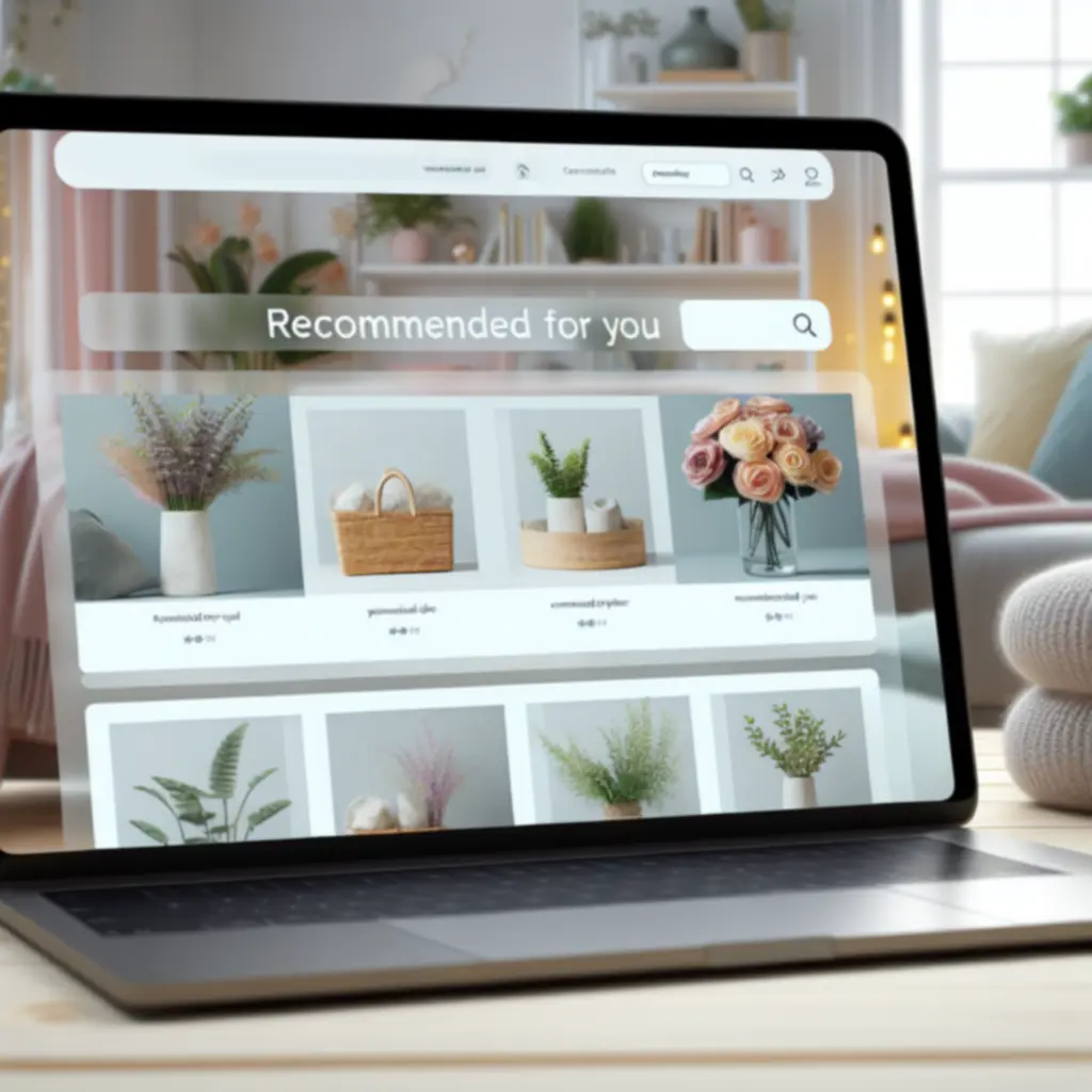 Személyre szabott virágajánlások megjelenése egy laptop és mobil képernyőjén